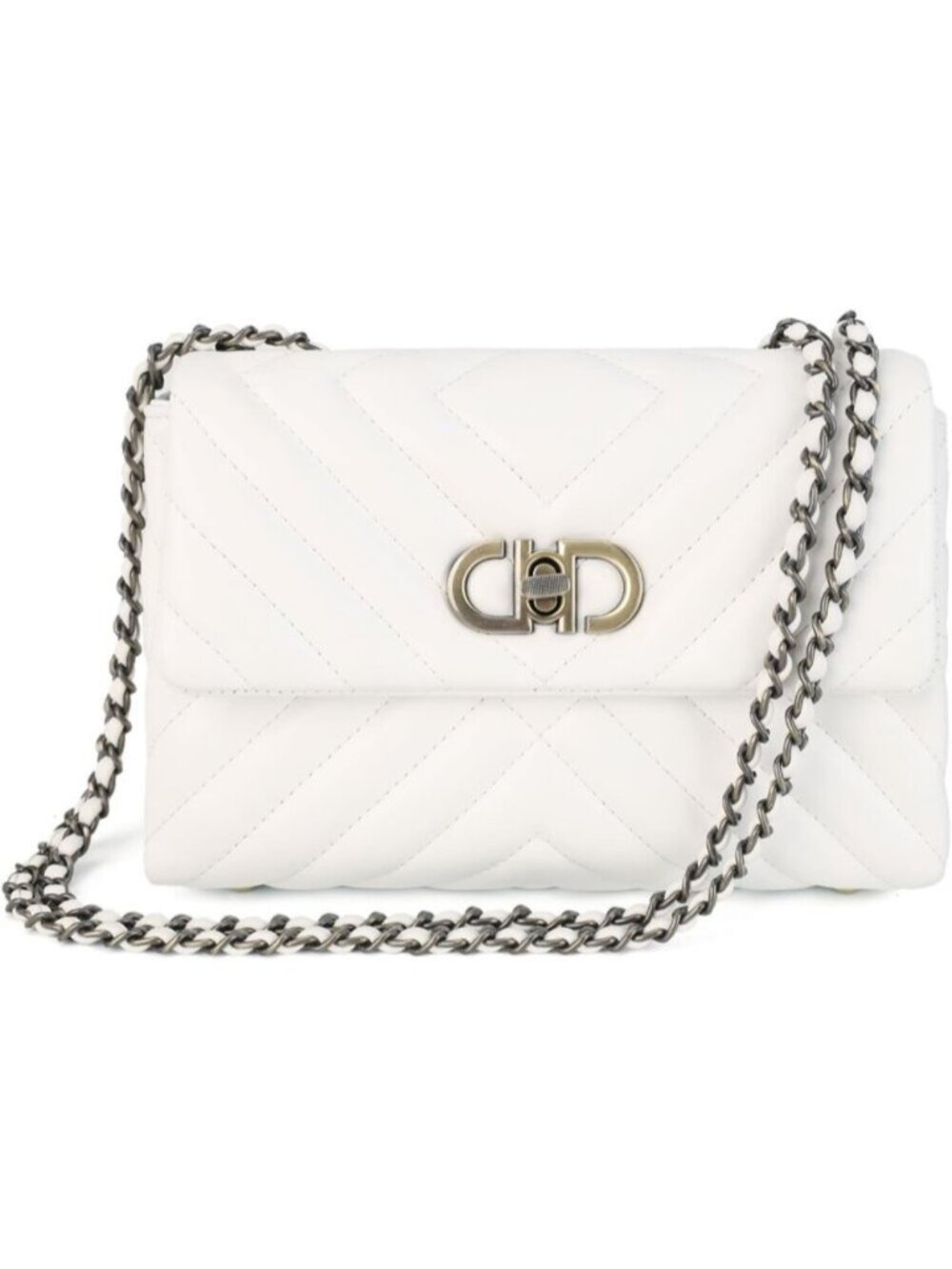 〽️Women's White Vegan Leather Convertible Crossbody iPad Mini Purse Shoulder Bag